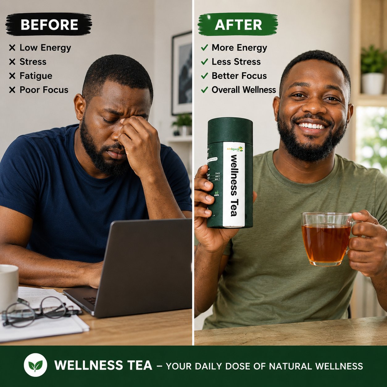 Before and After Kleva Wellness Tea